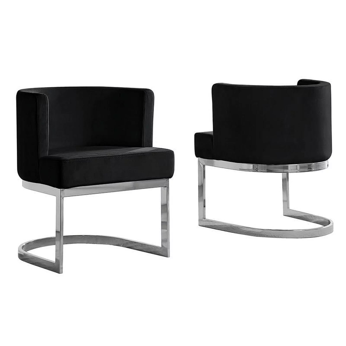 Black Velvet Accent Chair with Chrome Base Y810