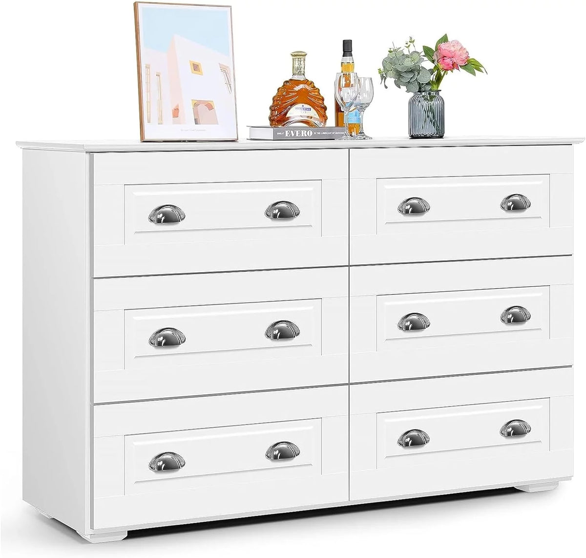 White 6 Drawer Wood Dresser G2176