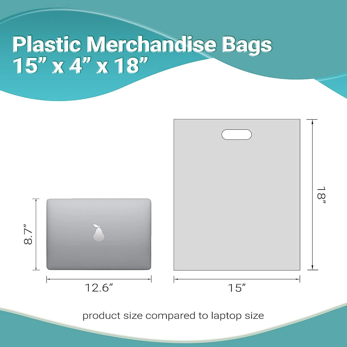 White Die Cut Handle Plastic Shopping Bags 500 Pack 15 x 18 x 4 Z5261