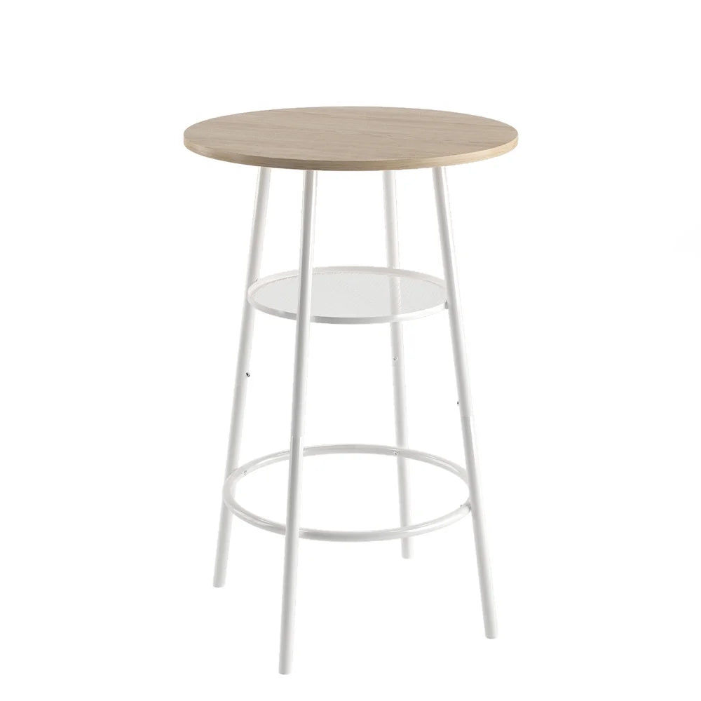 3 Piece Bar Height Pub Table and Stools Set White Oak A2953