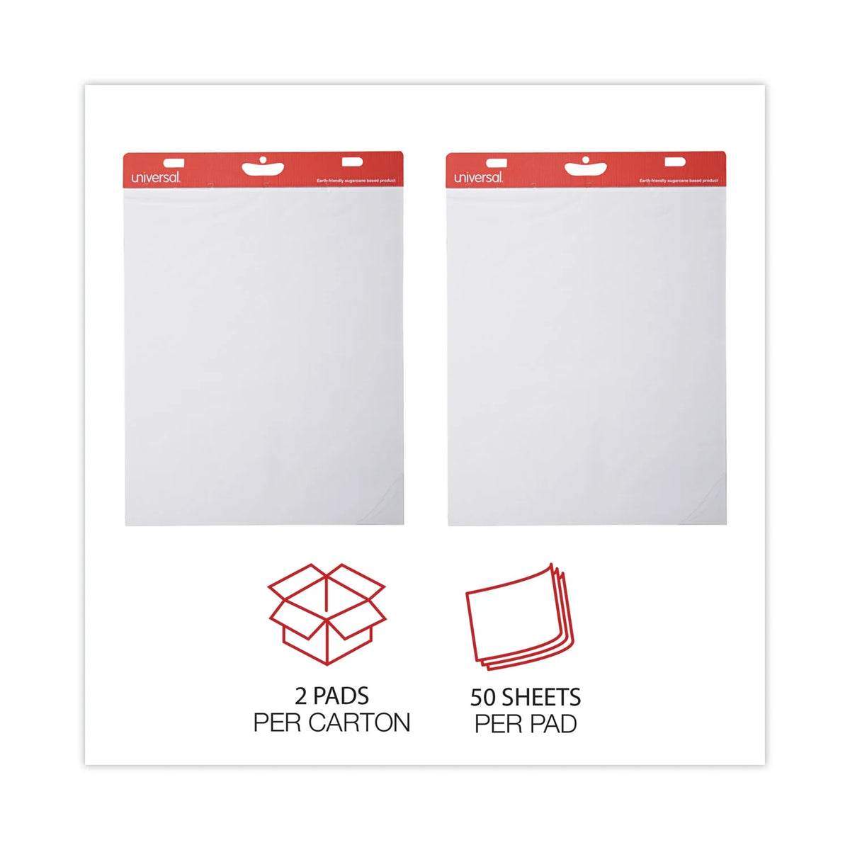 Sugarcane Based Easel Pads, Unruled, 27 x 34, White, 50 Sheets T287