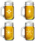 16oz Mason Jar Glass Mug Set of 4 S8137