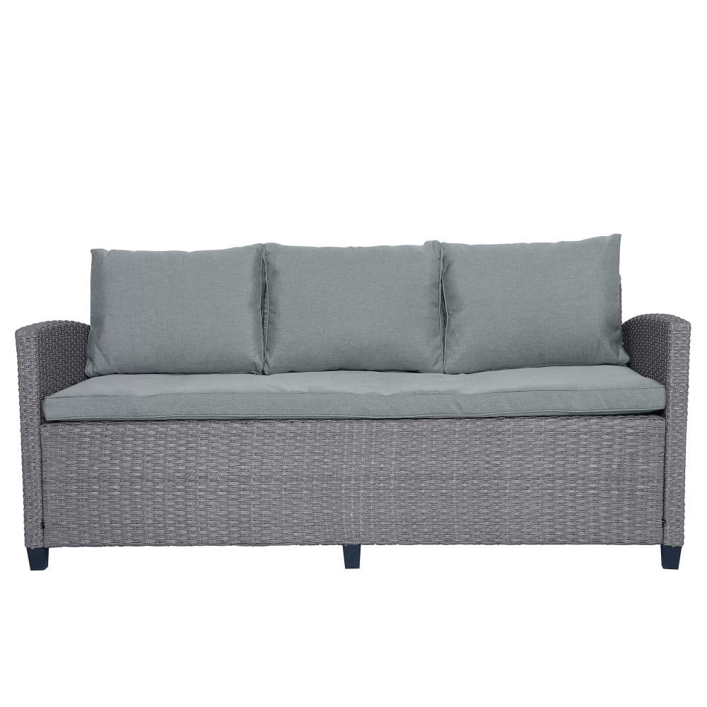 6-Piece Outdoor Rattan Wicker Sofa Chair Stools and Table L34380