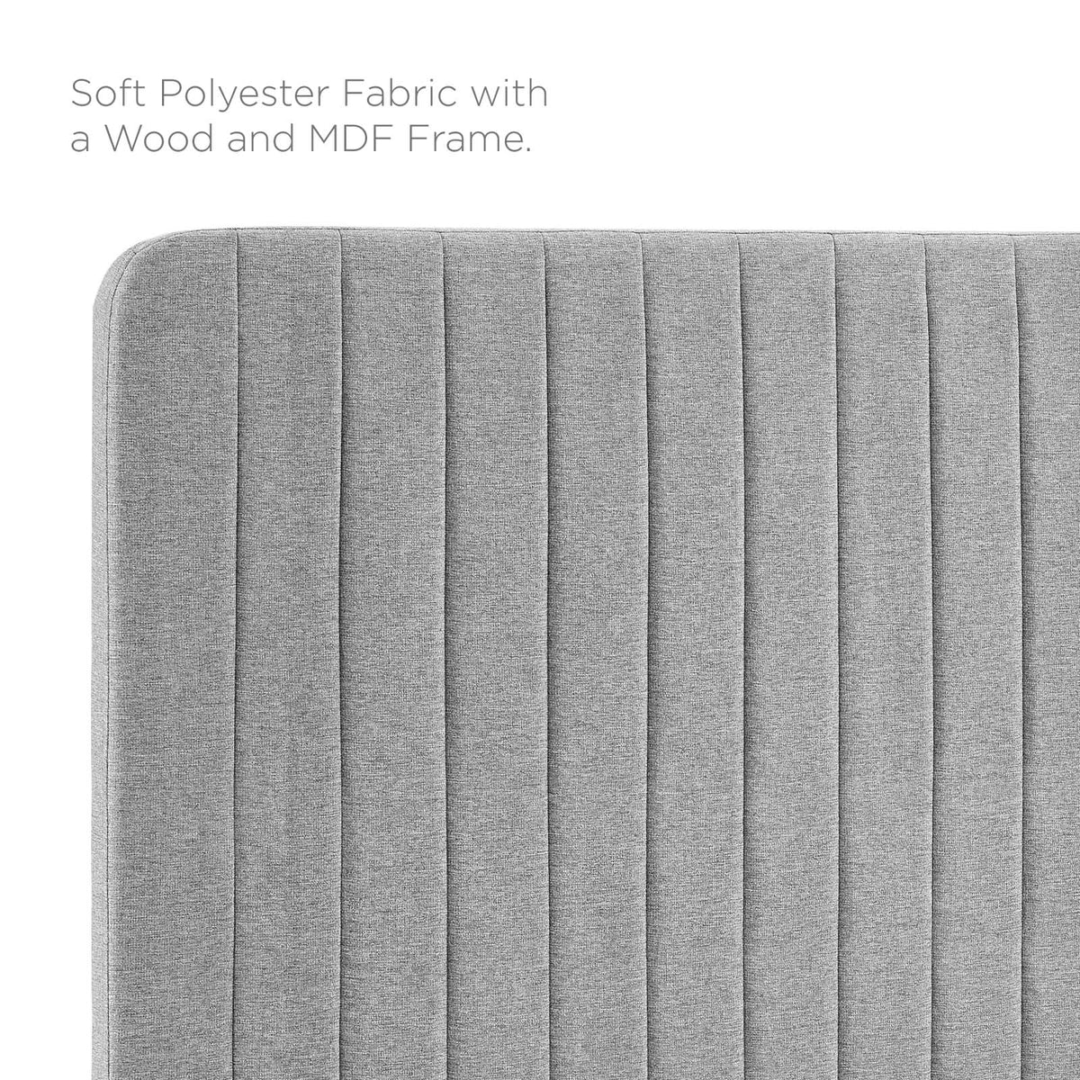 Light Gray Tufted Upholstered Fabric King Headboard K4348