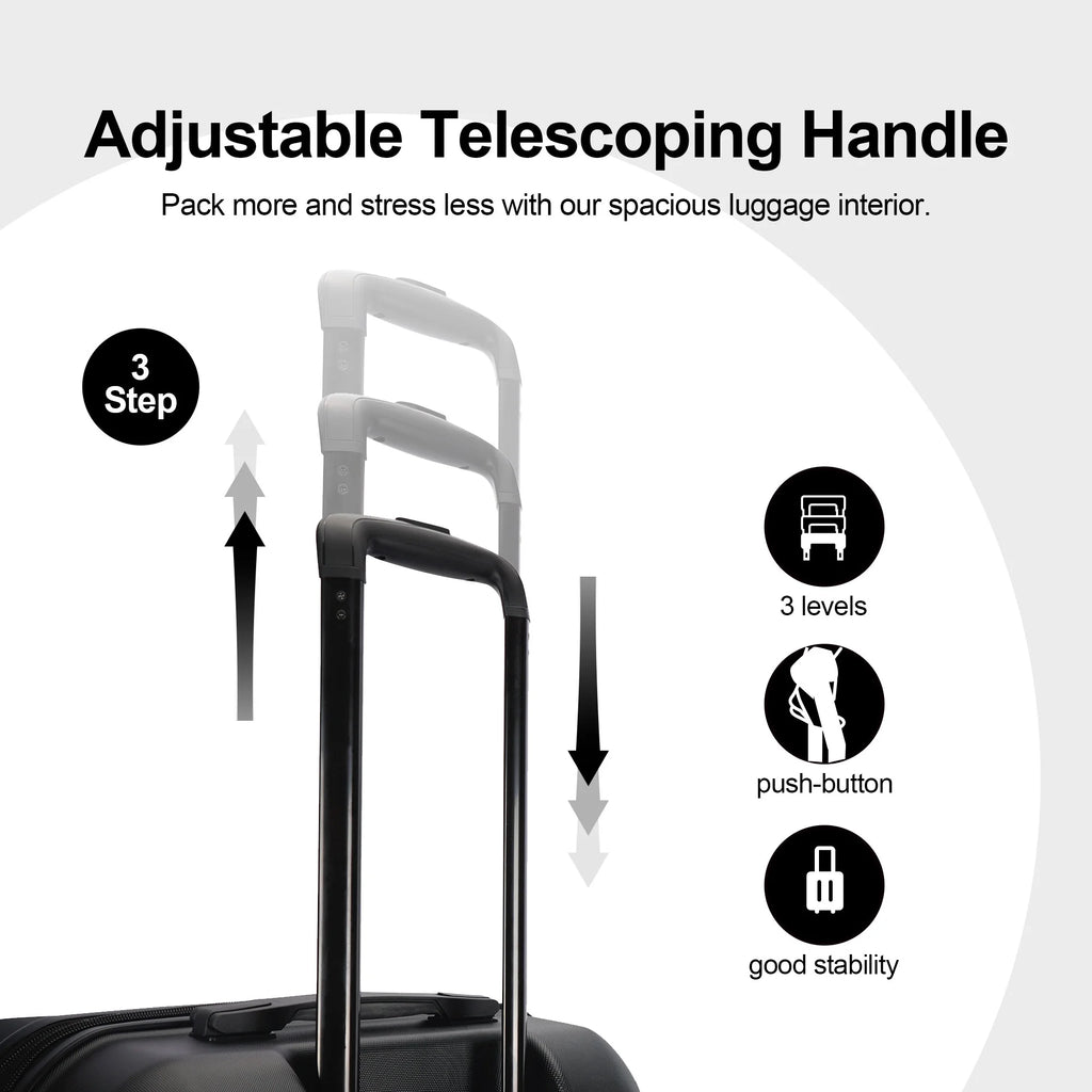 3 Piece Expandable Hard Side Luggage Set with Wheels Black R6986