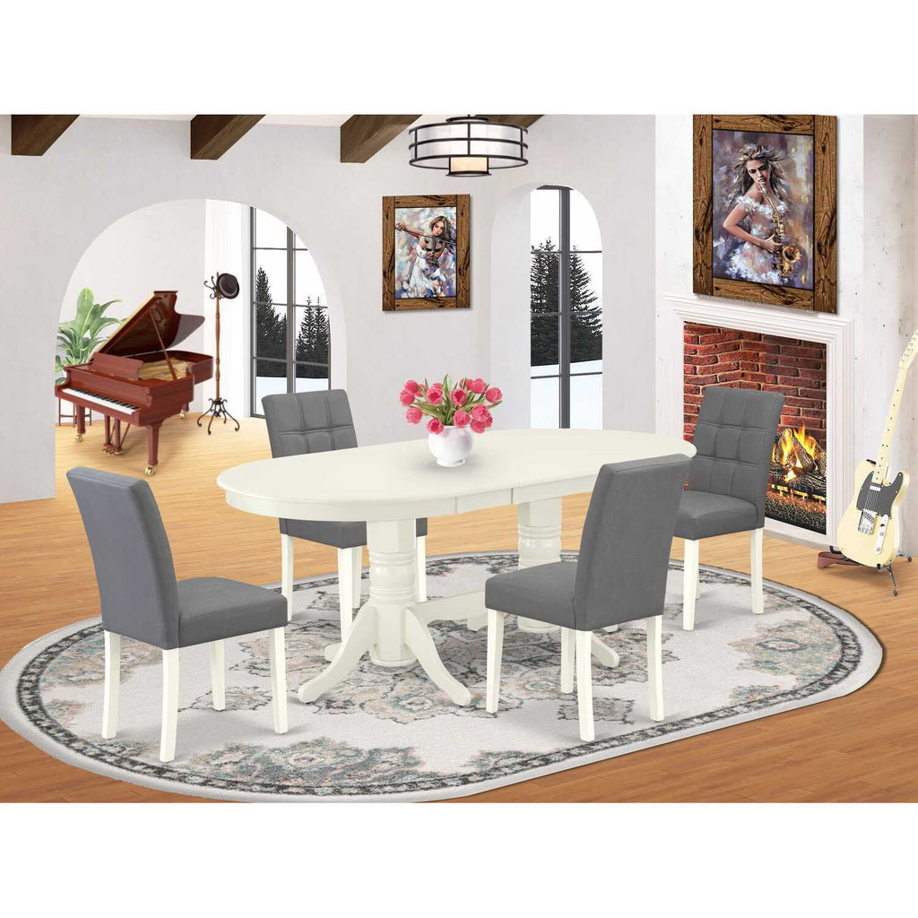 5 Piece Kitchen Table Set with Oval Dining Table and 4 Chairs U279811