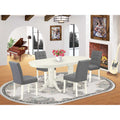 5 Piece Kitchen Table Set with Oval Dining Table and 4 Chairs U279811