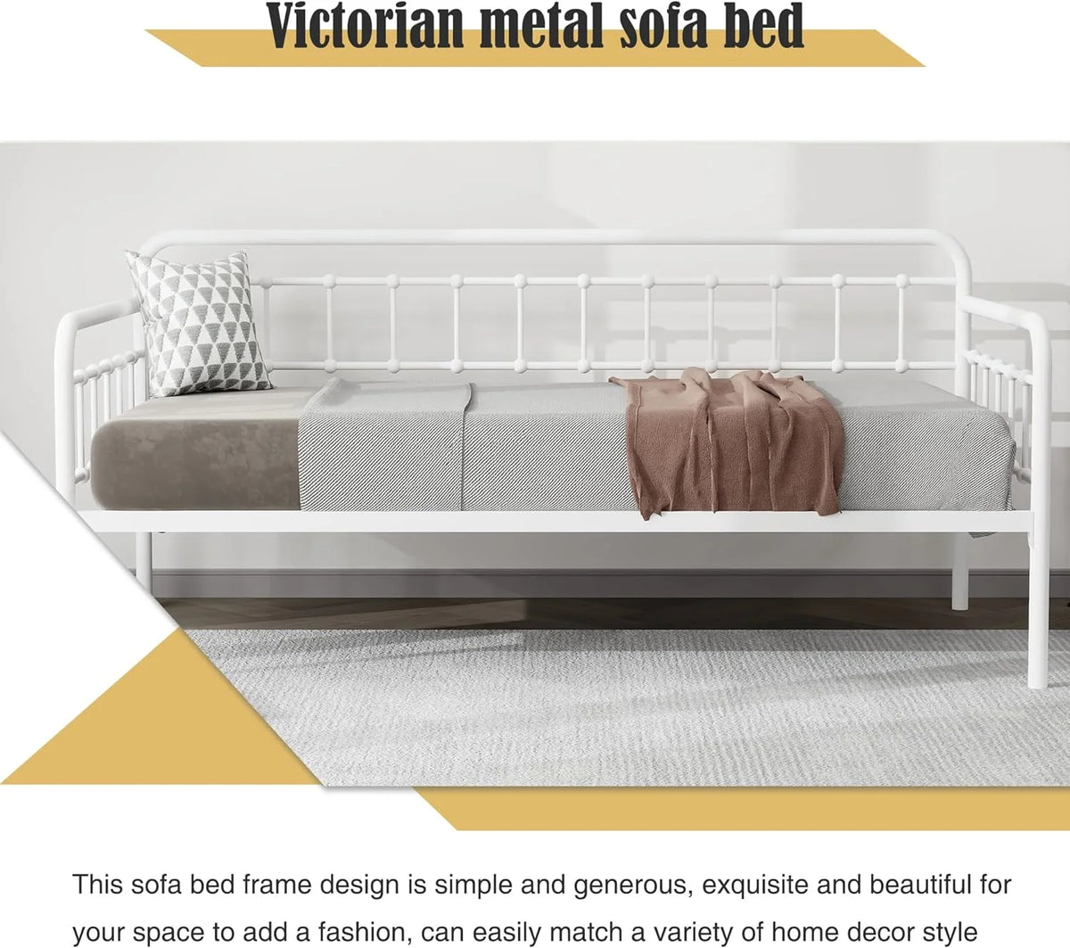 White Metal Twin Daybed Frame G3933