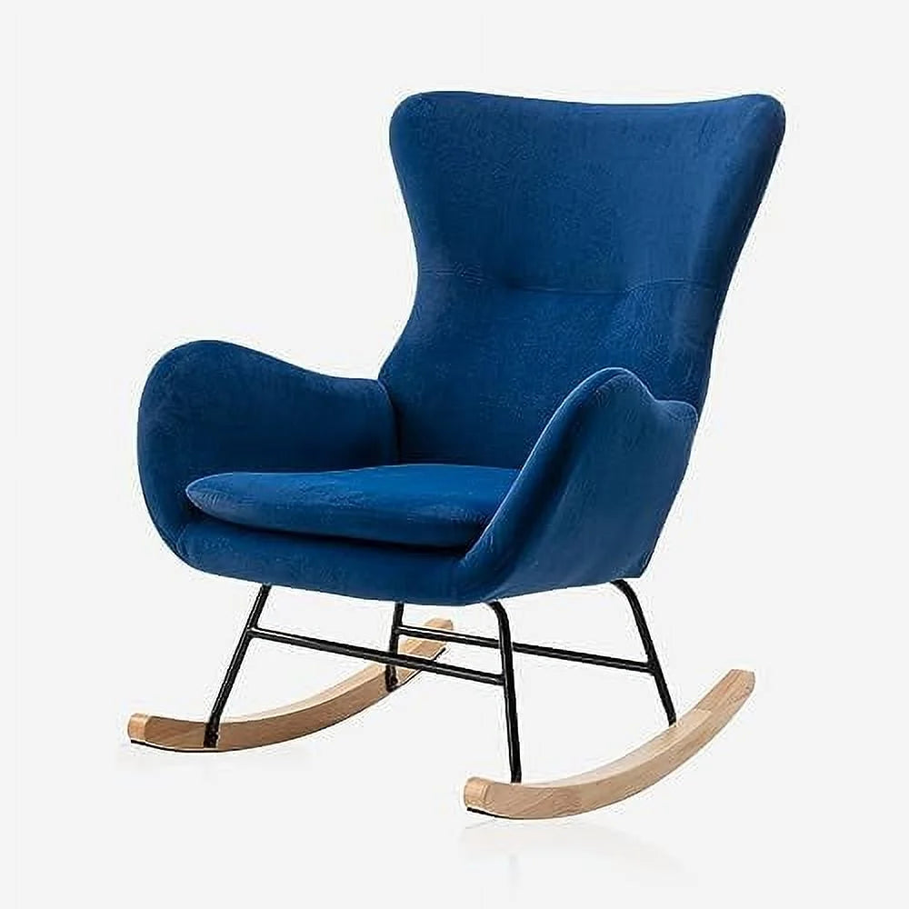 Blue Velvet Upholstered Rocking Chair P338