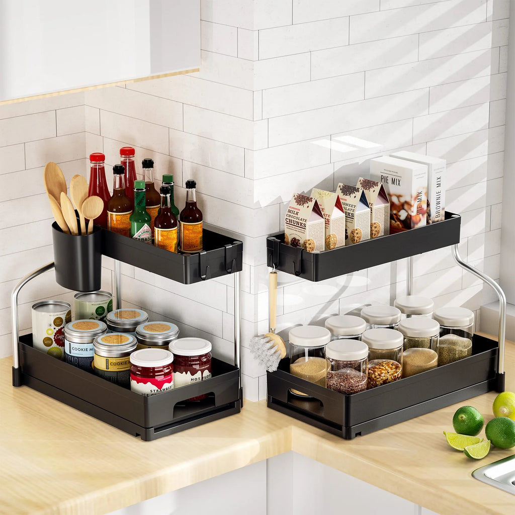 3 Pack 2 Tier L-shaped Under Sink Organizer J6222