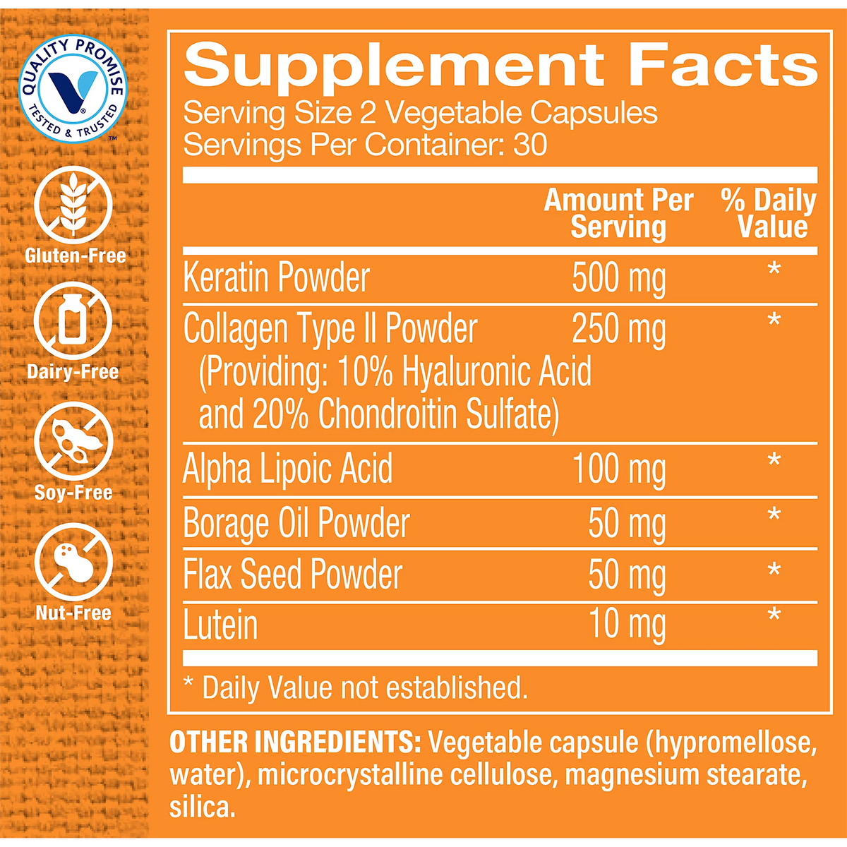 Hair, Skin & Nails Collagen Type II Veggie Capsules C465
