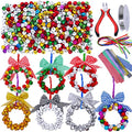 14 Sets Wreath Tree Ornaments Craft Kit with Ribbons, Bows and Bells W73430