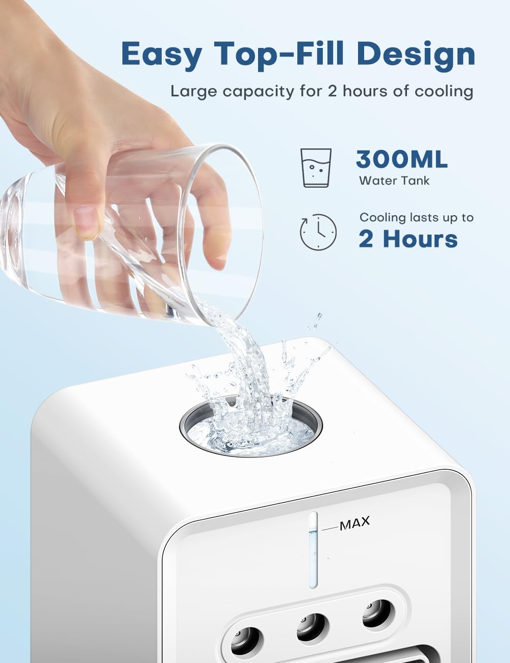 Portable Air Conditioner with 90° Rotate Base, 4H Timer, 300ml Water Tank O258