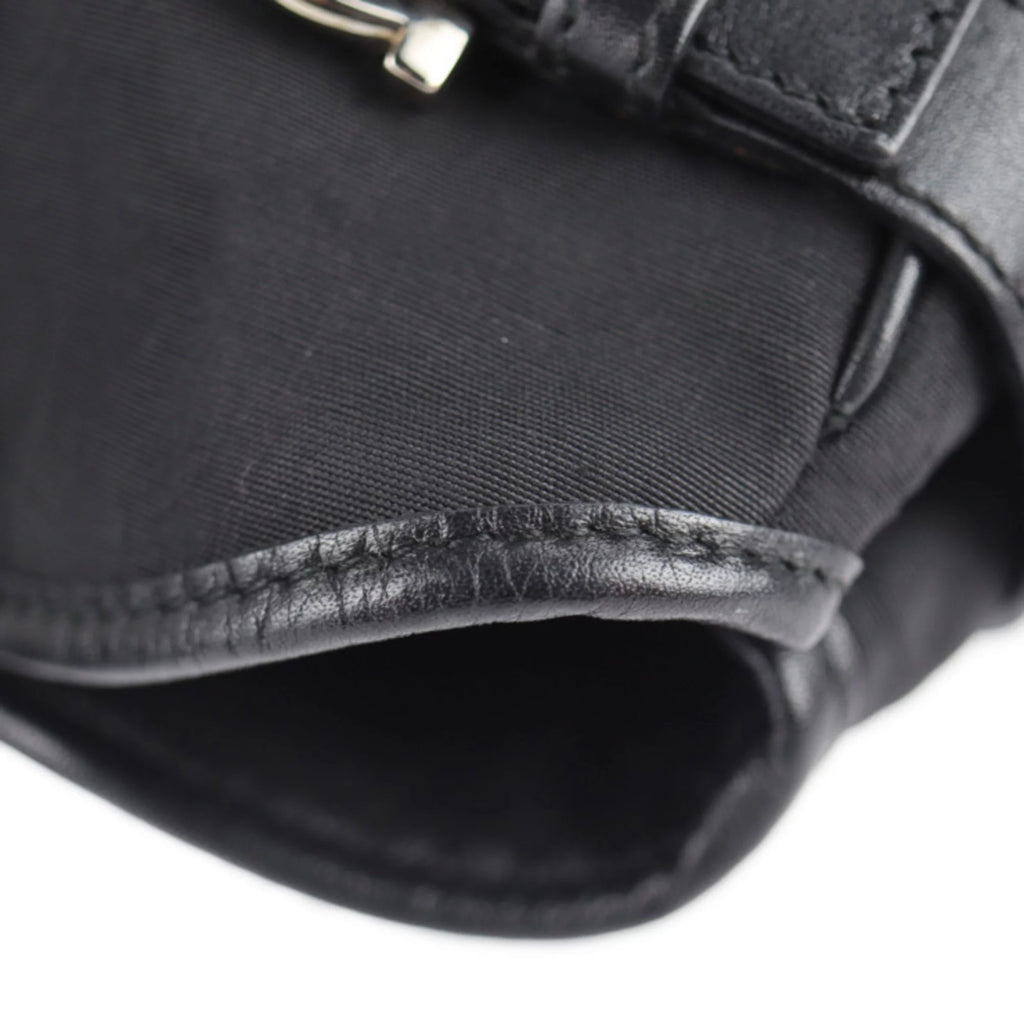 Pre-Owned Black Canvas Leather Shoulder Bag K7747
