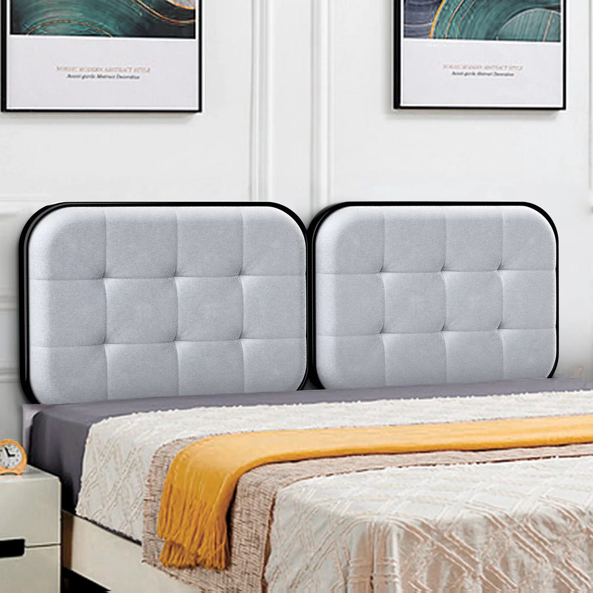 Upholstered Headboard for Cal King Size Bed, Velvet Fabric Gray S852312