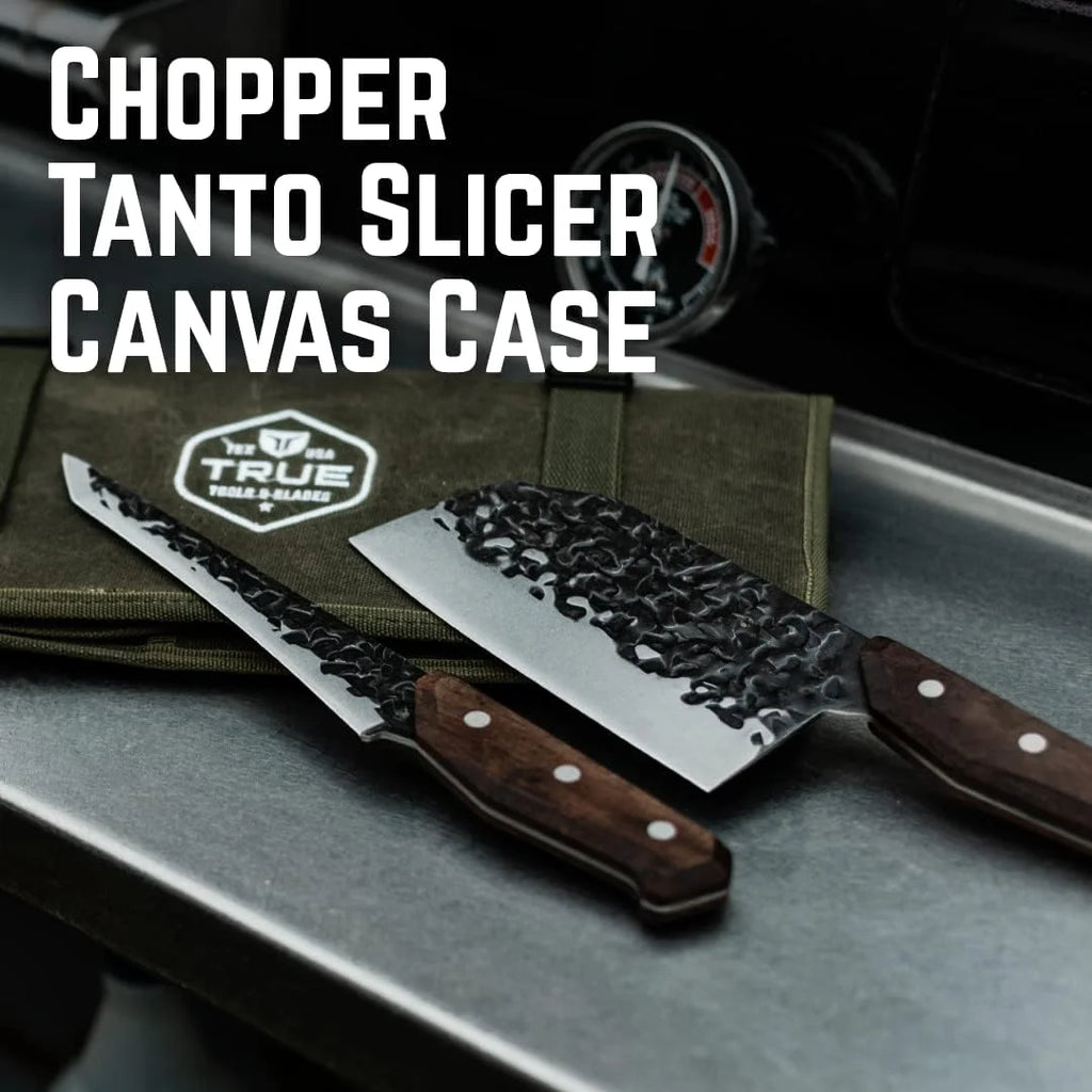 Knife Kit with Chopper Tanto and Carving Knives in Waxed Canvas Roll G39989