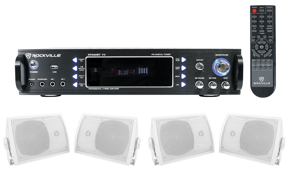 1000 w Home Theater Bluetooth Receiver with 4 Speakers and Swivel Brackets W664
