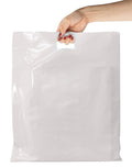 White Die Cut Handle Plastic Shopping Bags 500 Pack 15 x 18 x 4 Z5261