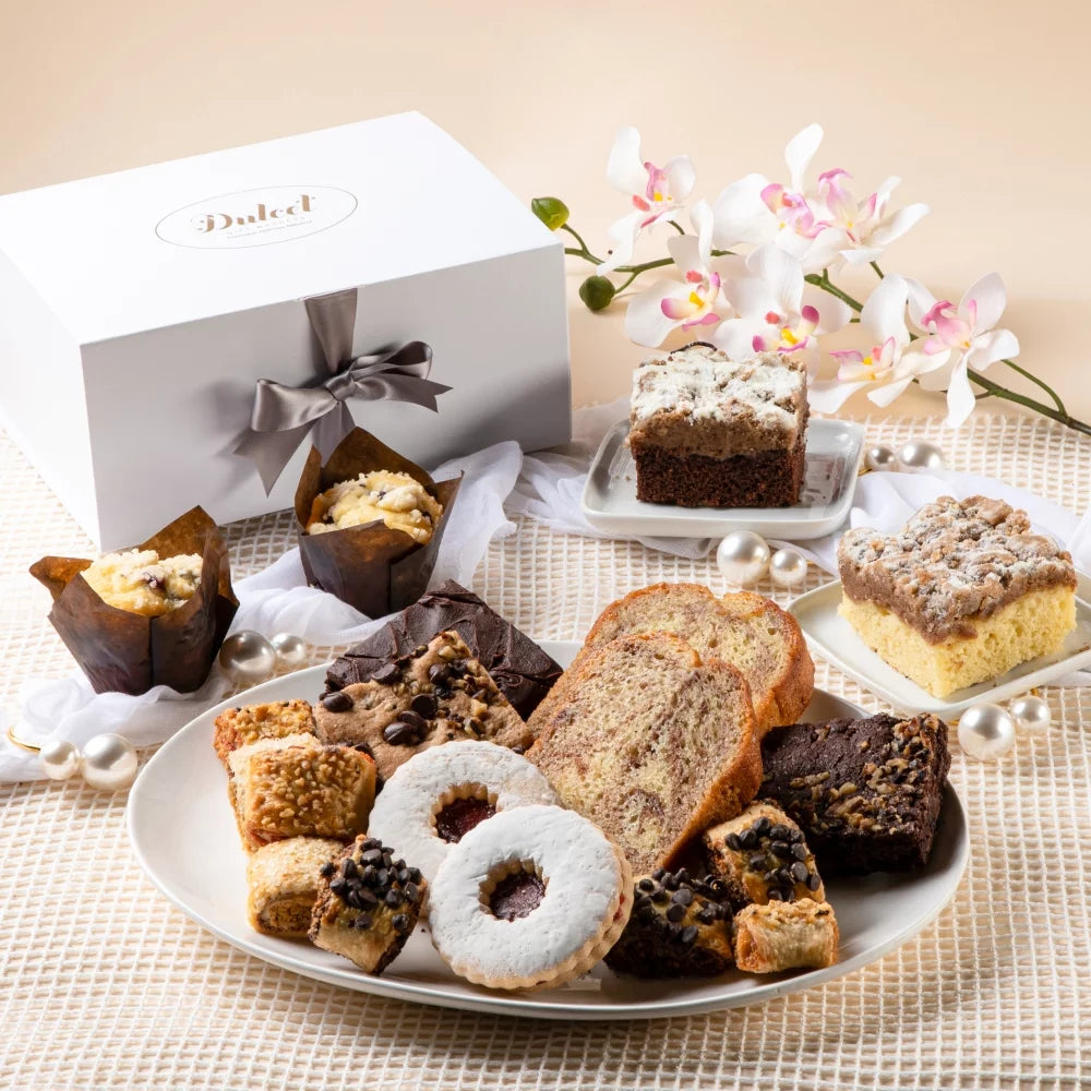 Bakery Gift Box: Assorted Brownies, Blueberry Muffins, Marble Pound Cake, Crumb Cake, and Rugelah C12697