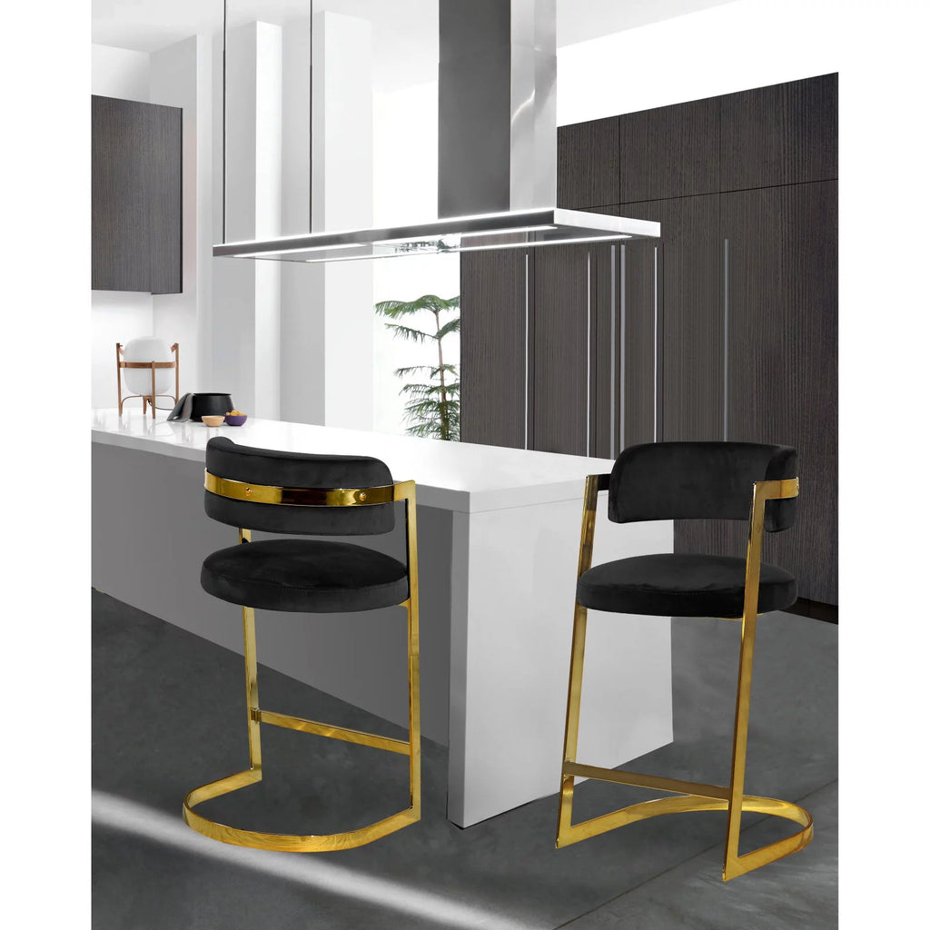Black Velvet Counter Stool Set of 2 W721