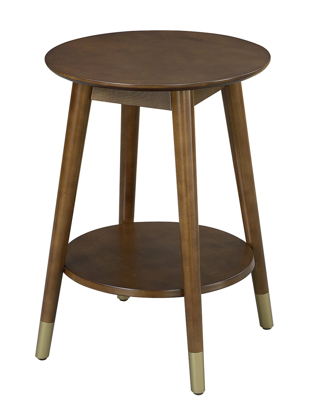 Mid Century Round End Table with Bottom Shelf L844
