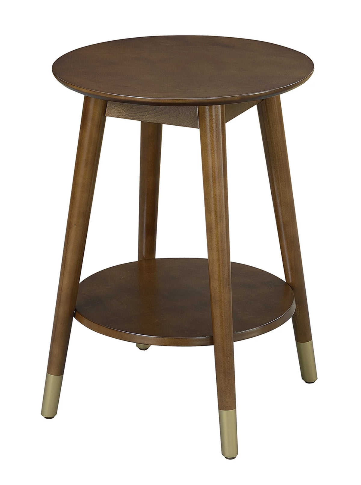 Mid Century Round End Table with Bottom Shelf L844