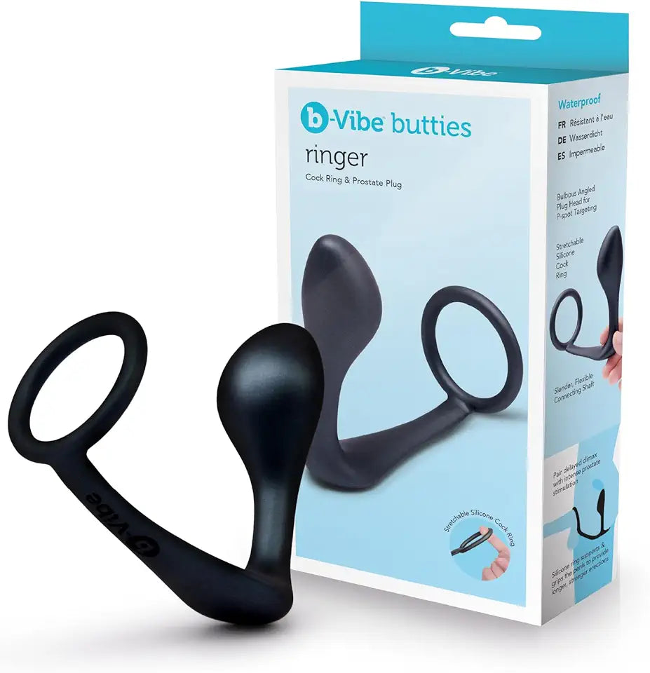 Black Silicone Cock Ring and Butt Plug Y91227