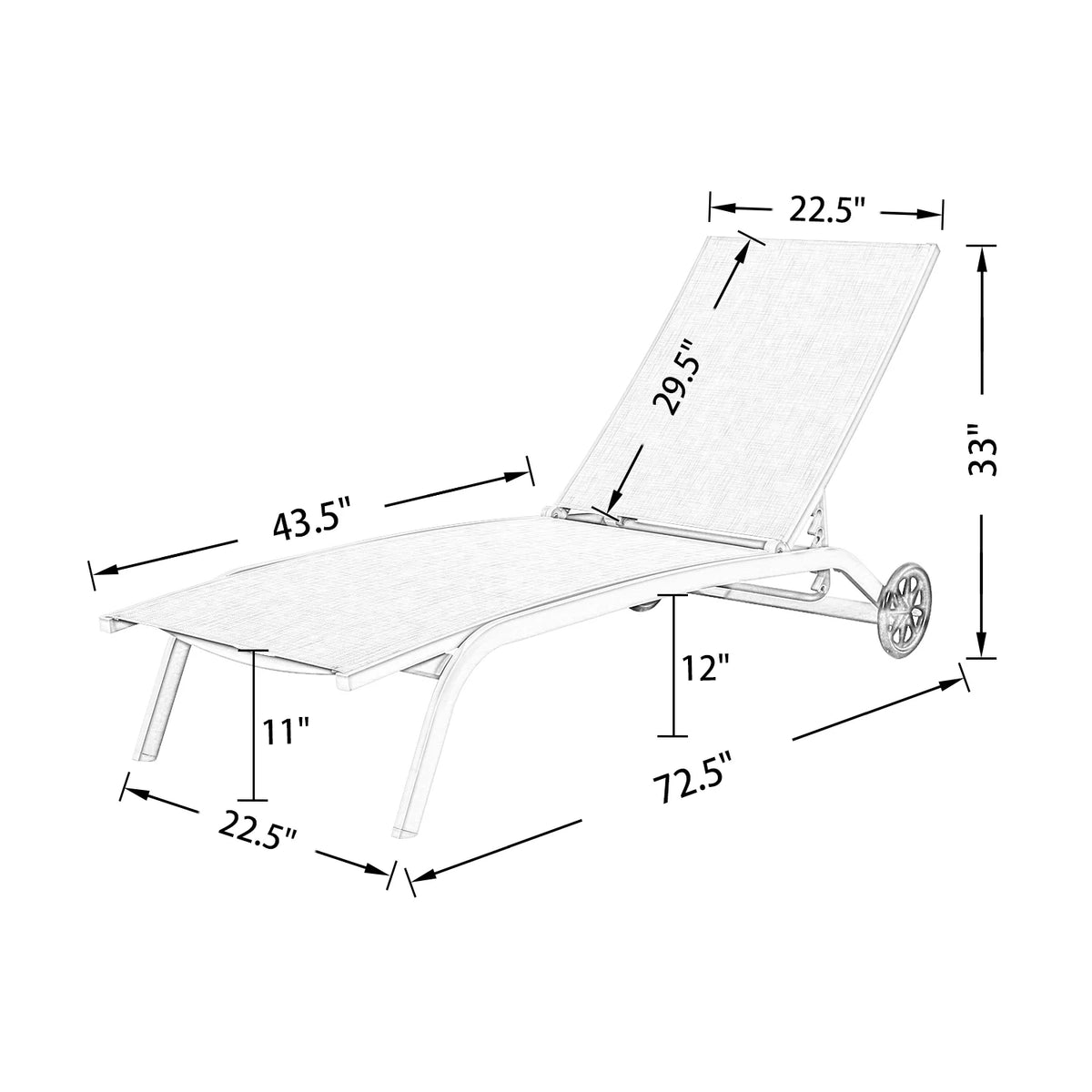 2-Pieces Aluminum Textilene Sling Chaise Lounge Chairs K309