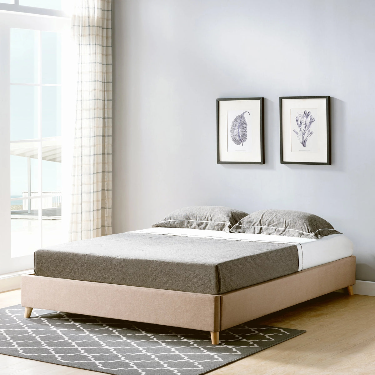Queen Platform Bed Frame Dark Grey N4935