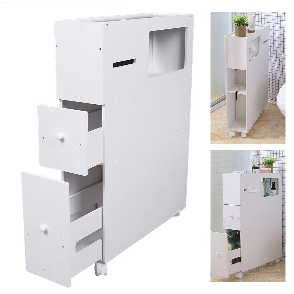 Slim Bathroom Storage Cabinet Floor Standing Organizer Shelves P397