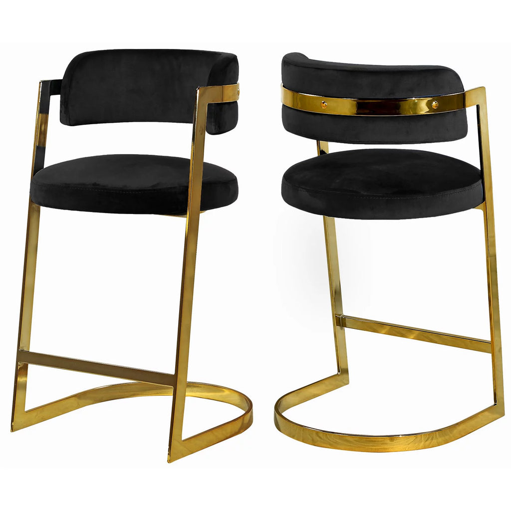 Black Velvet Counter Stool Set of 2 W721
