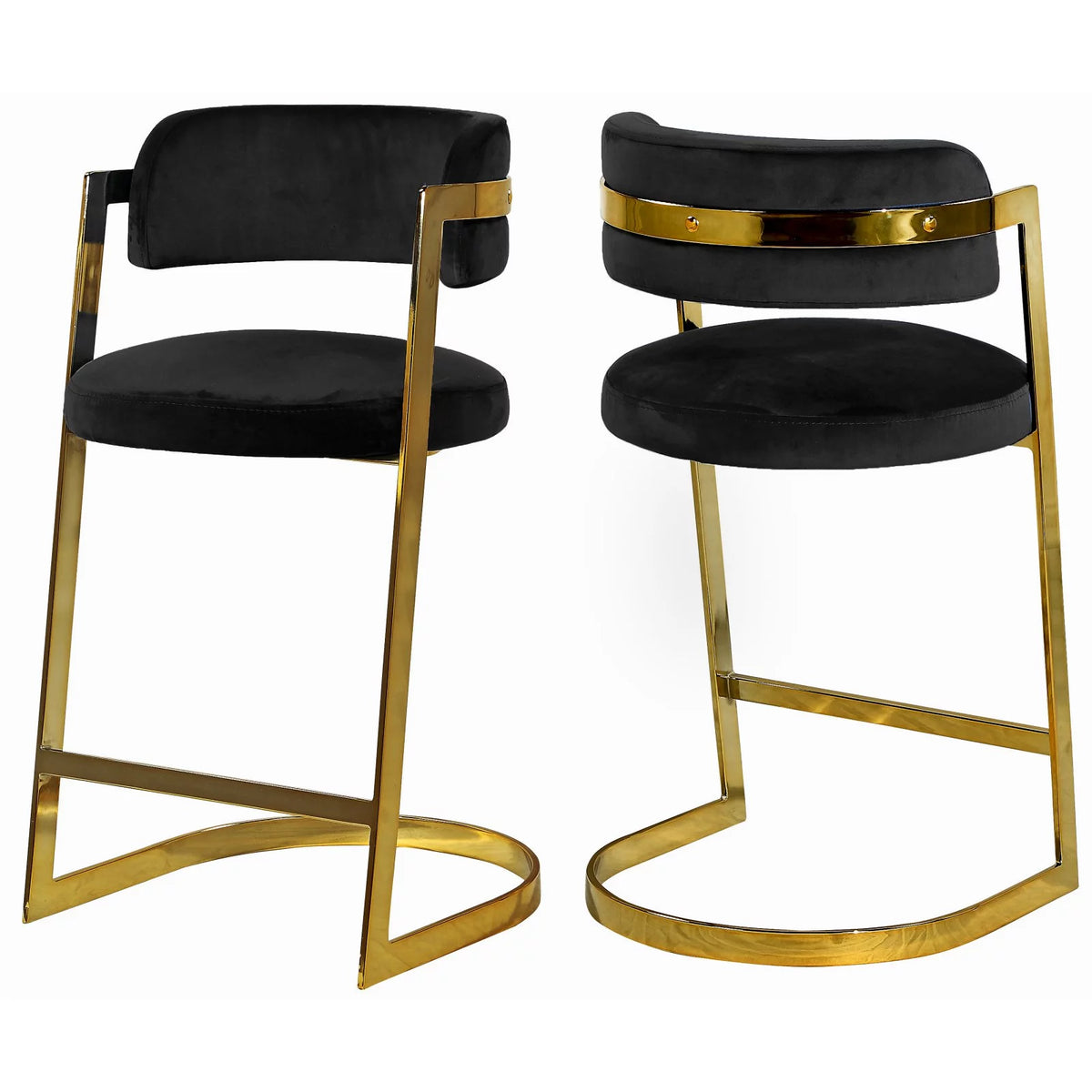 Black Velvet Counter Stool Set of 2 W721