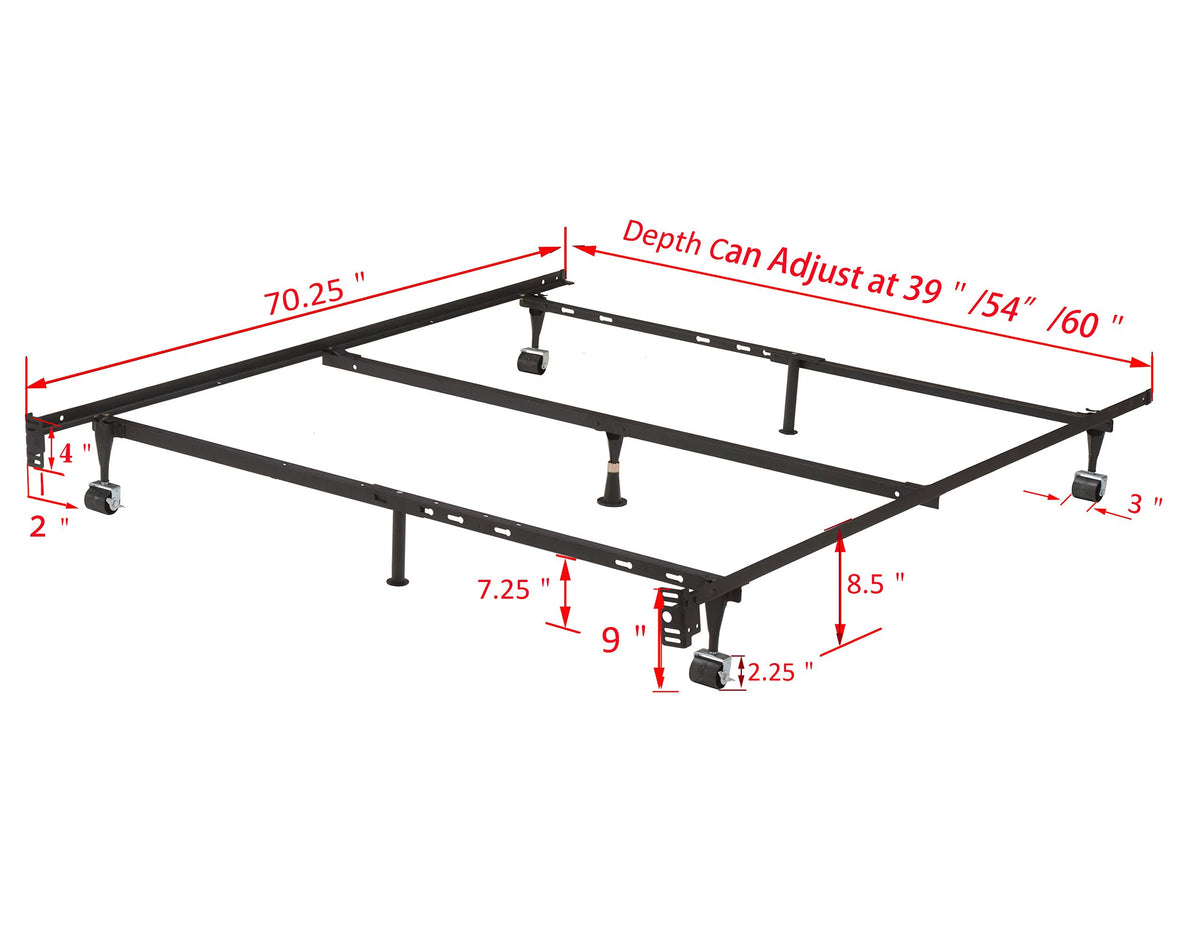 Adjustable Metal Bed Frame with Locking Wheels L893