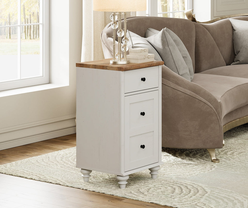 White Oak Set of 2 Nightstand with Charging Station I244