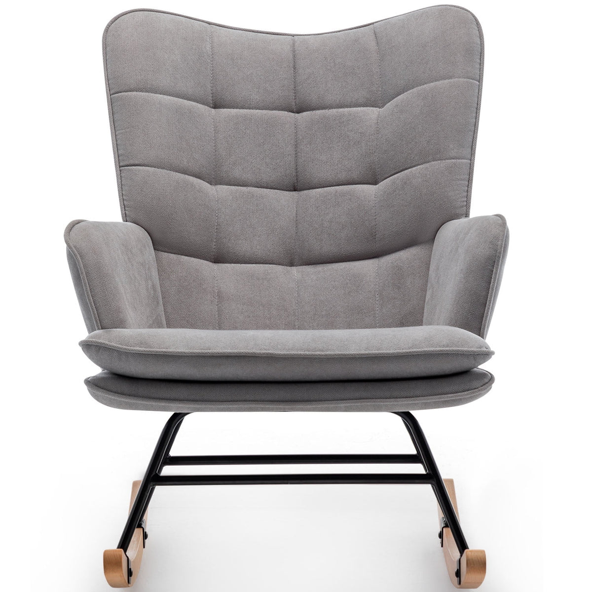 Gray Linen Fabric Rocking Chair with Ottoman H933