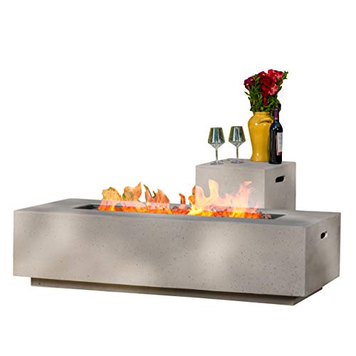 Light Gray Outdoor Rectangular Fire Table with Tank Holder A3242