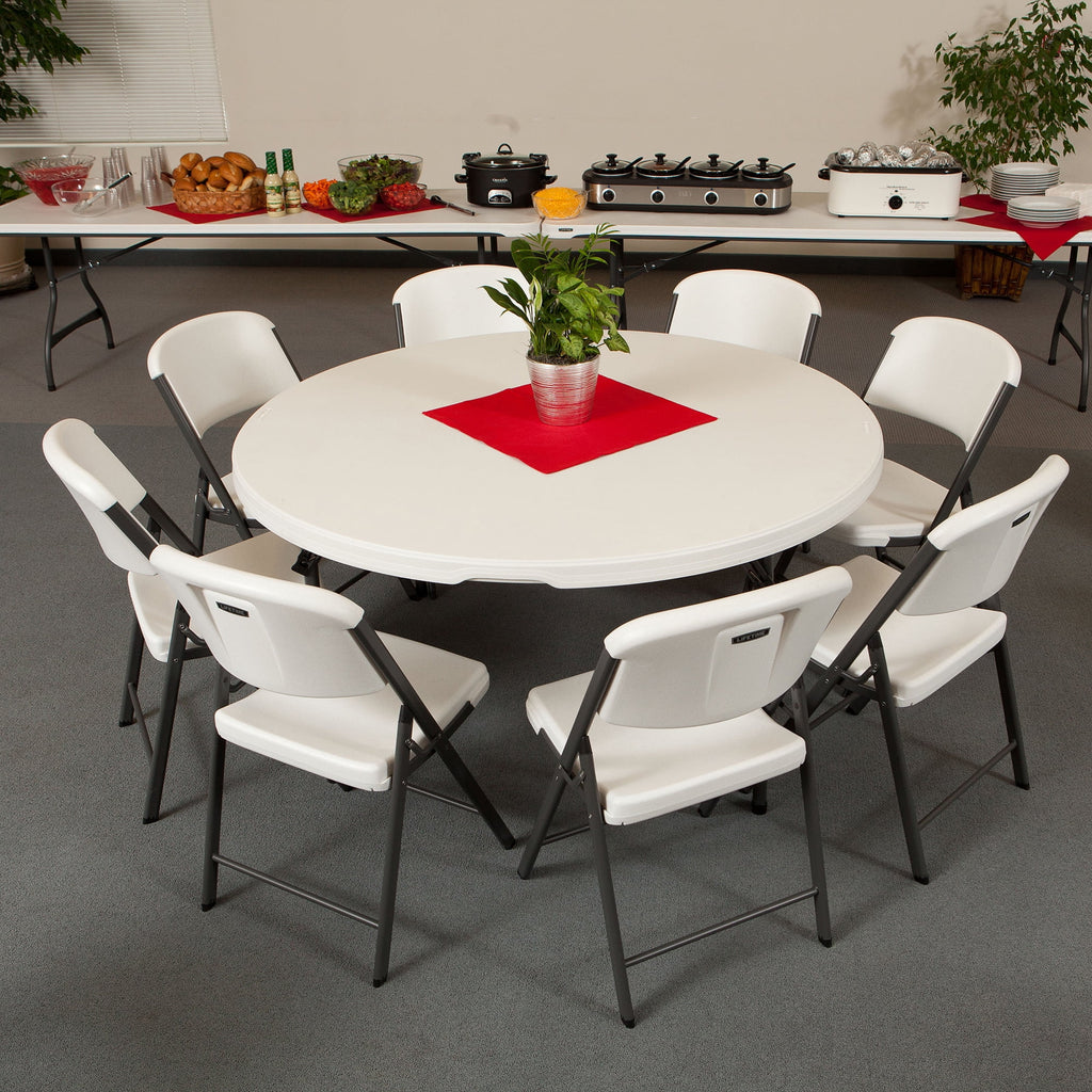 60 inch Round Folding Table White Granite E821