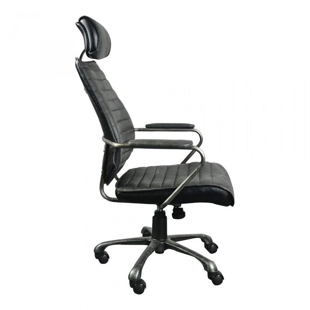 Leather and Iron Swivel Office Chair in Onyx Black O30946