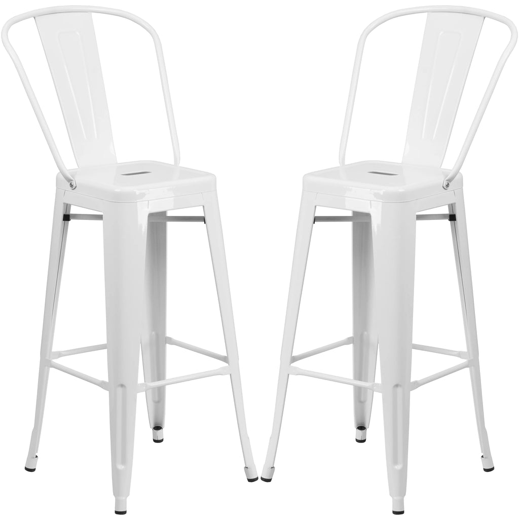 White Metal Barstool 4 Stools L920