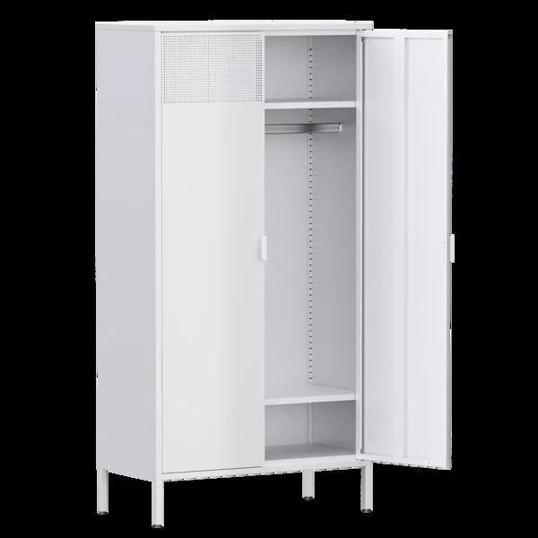 Metal Wardrobe Cabinet with Hanging Rod and Adjustable Shelves V5794