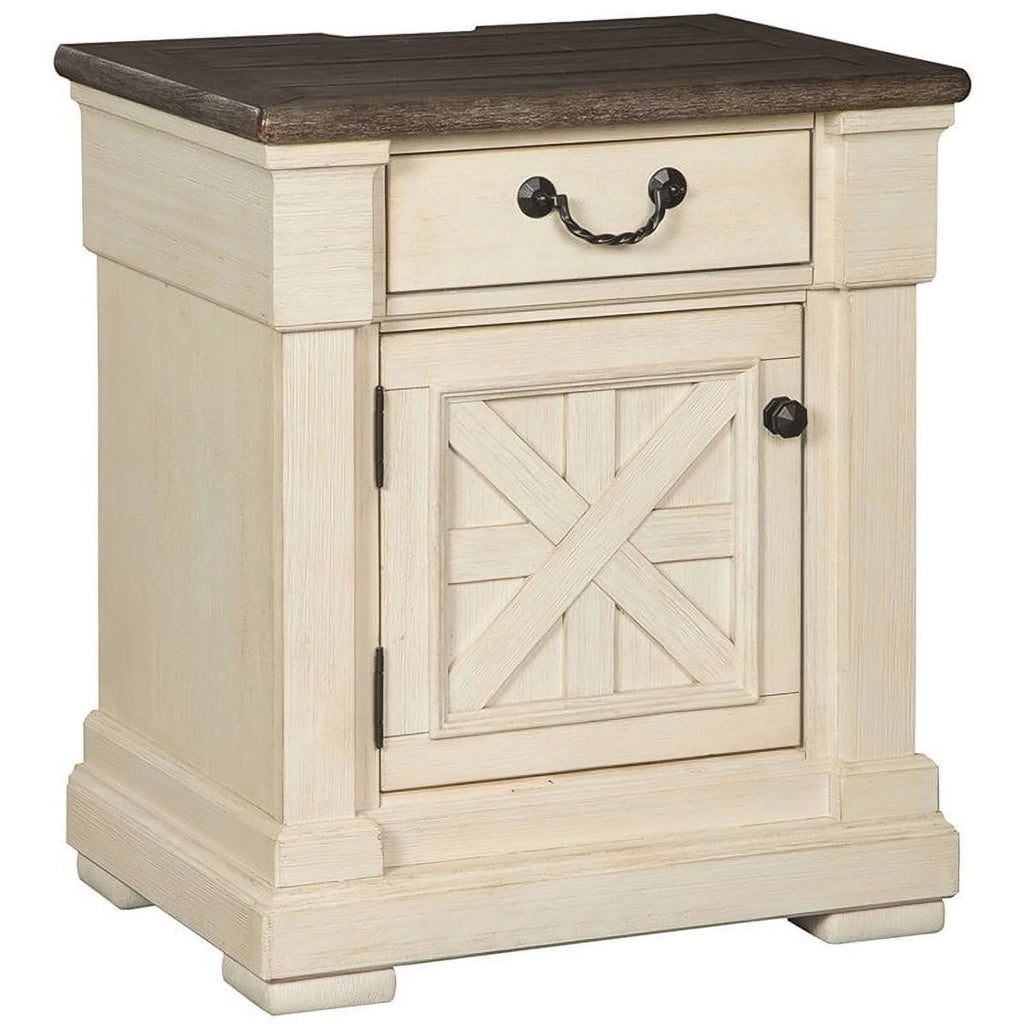 2 Piece Wood Nightstand Set with USB Ports in White W255