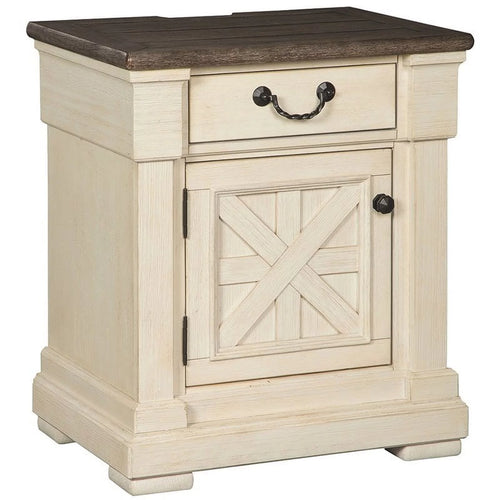 2 Piece Wood Nightstand Set with USB Ports in White W255