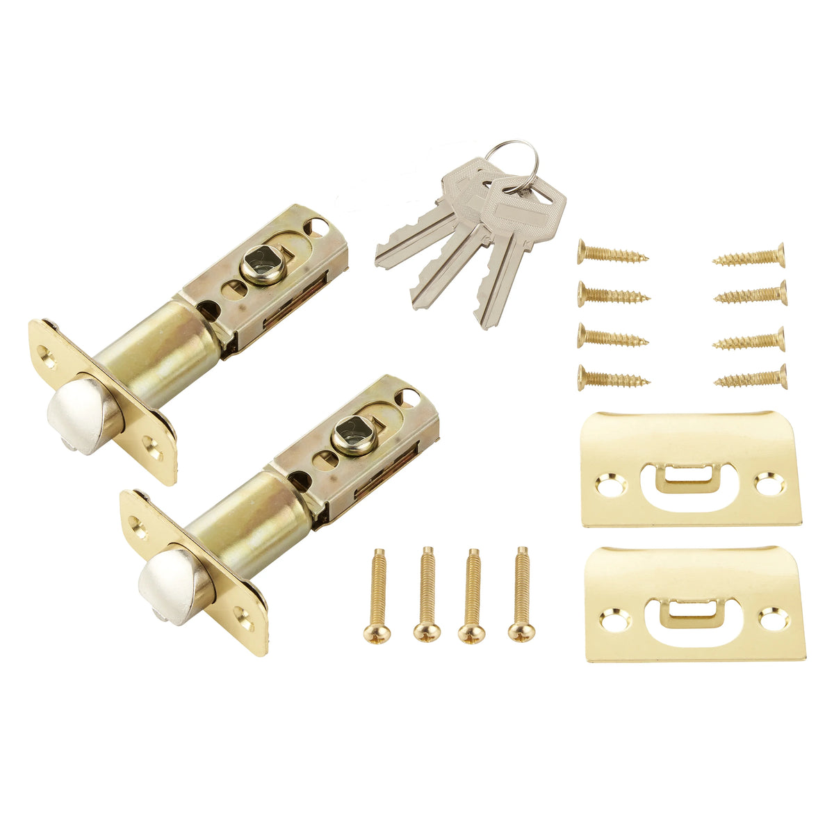Keyed Entry Tulip Style Doorknob Polished Brass Twin Pack S118