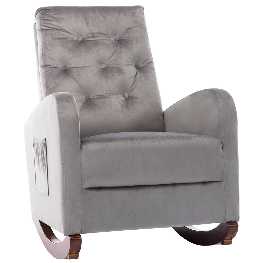 Mid-Century Modern Upholstered Rocking Armchair R31791