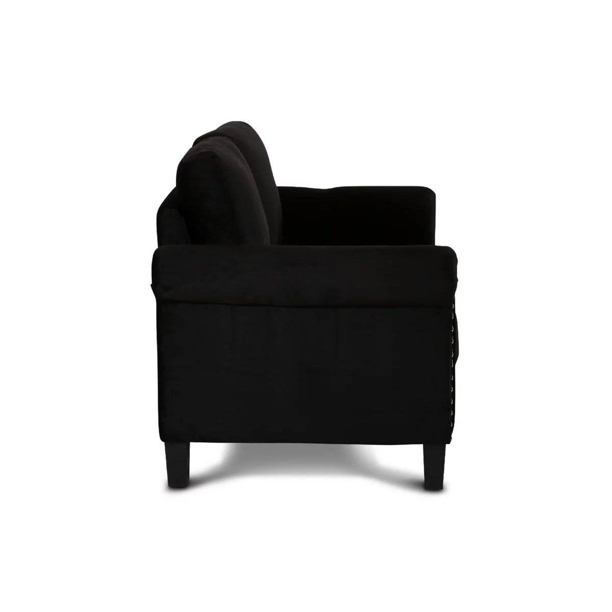 Black Velvet Loveseat with Nailhead Trim U78806