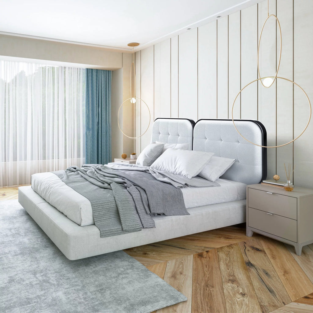 Upholstered Headboard for Cal King Size Bed, Velvet Fabric Gray S852312