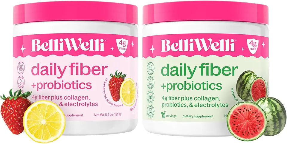 Strawberry Lemonade & Watermelon Fiber Supplement with Collagen, Probiotics & Electrolytes, 32 Servings P445056
