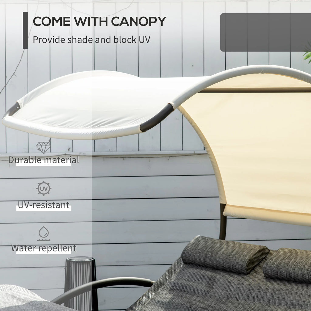 Gray Outdoor Rocking Bed with Canopy D66420