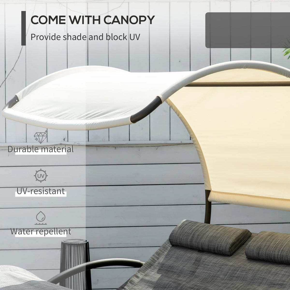 Gray Outdoor Rocking Bed with Canopy D66420