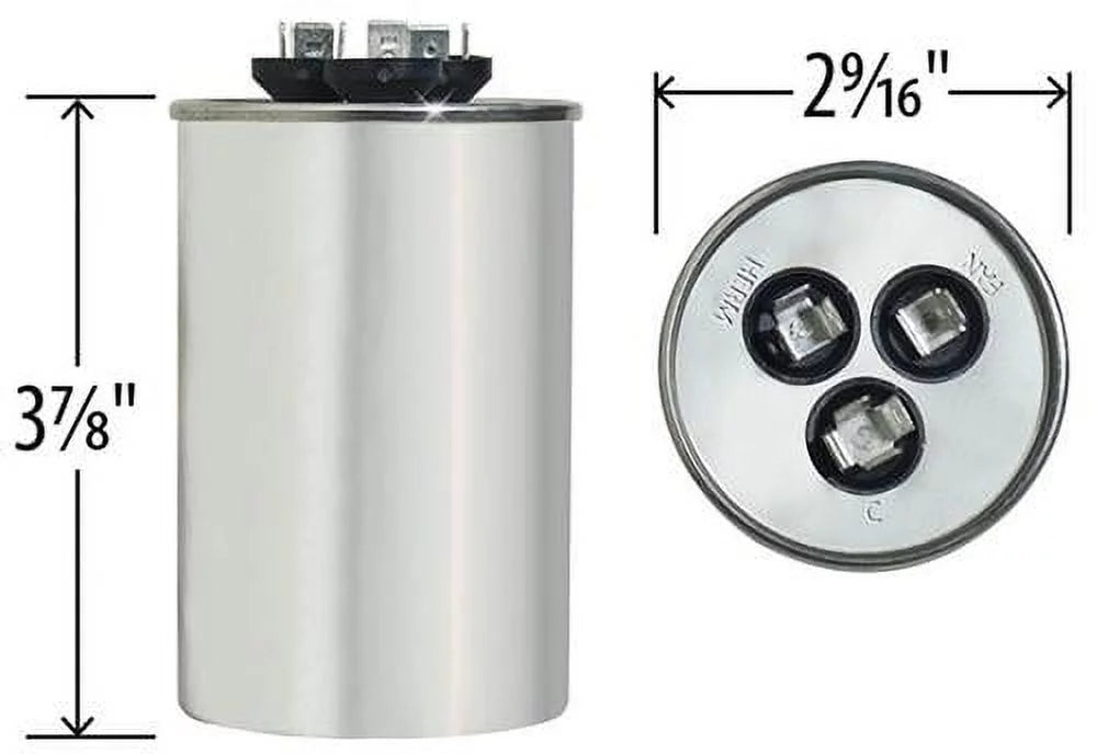 55/5 uF MFD 370 VAC Dual Round Replacement Capacitor H978